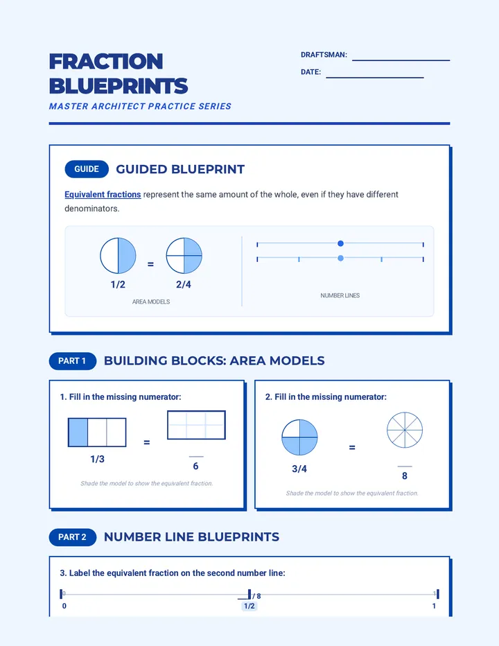 Fraction Blueprints Worksheet