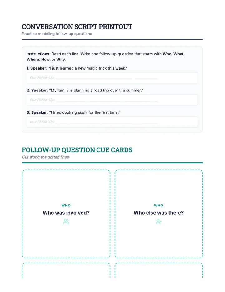 Script and Cue Cards Handout