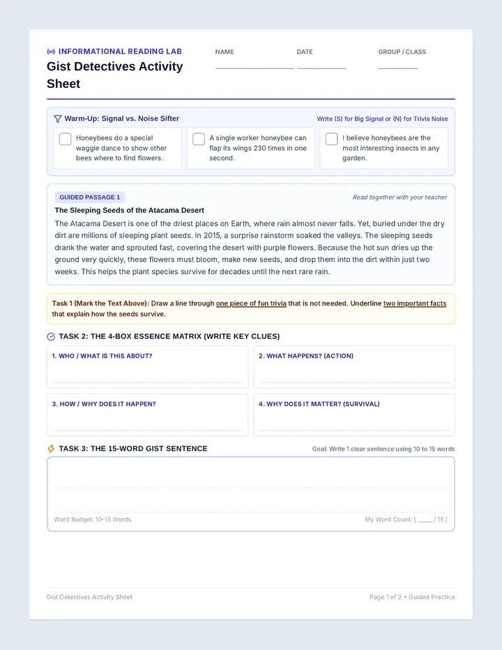 Gist Detectives Activity