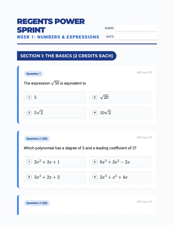 Week 1 Power Sprint Worksheet