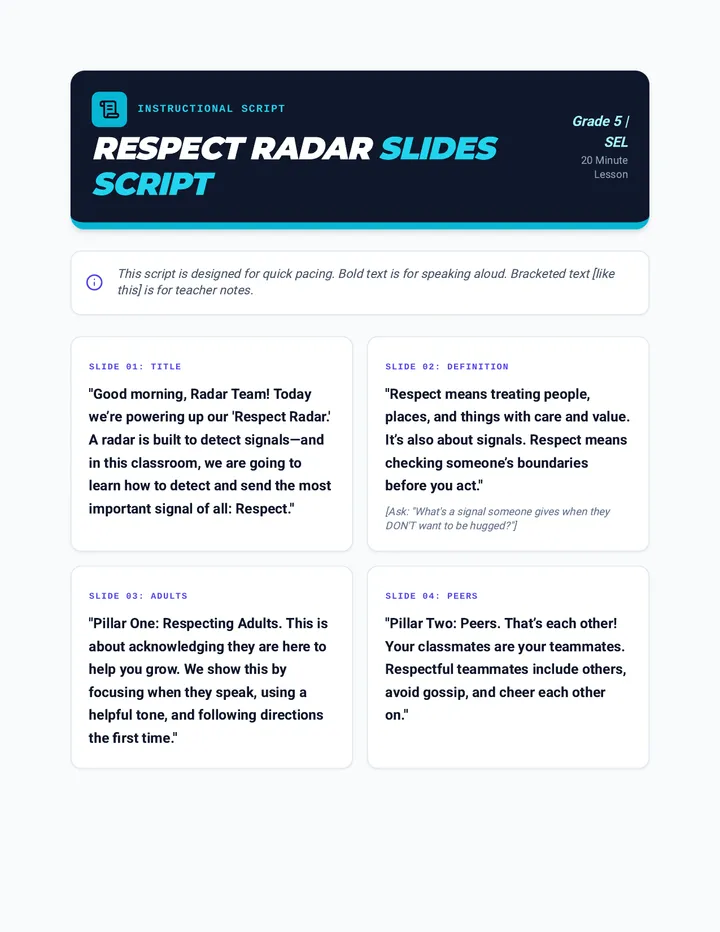 Respect Radar Instructional Script