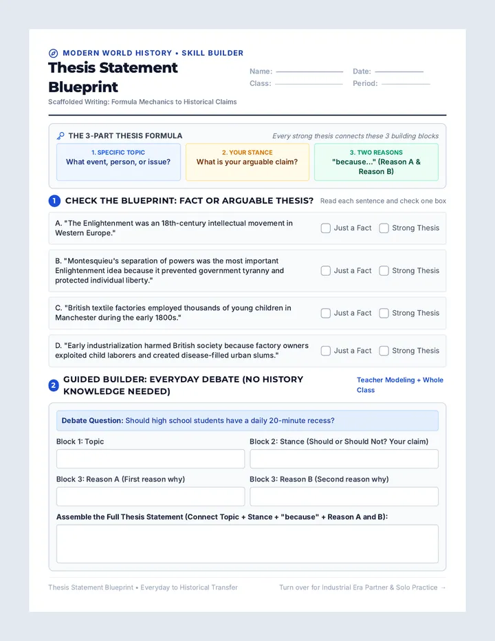 Thesis Blueprint Worksheet