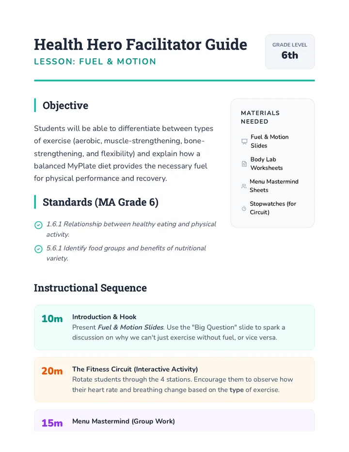 Health Hero Teacher Guide