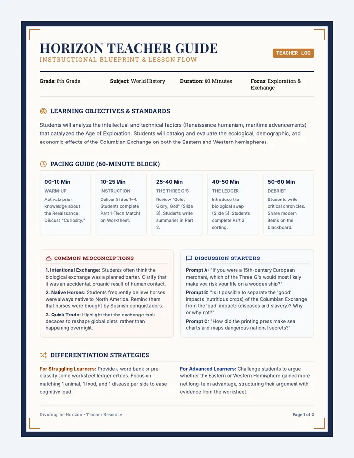 Horizon Ledger Teacher Guide