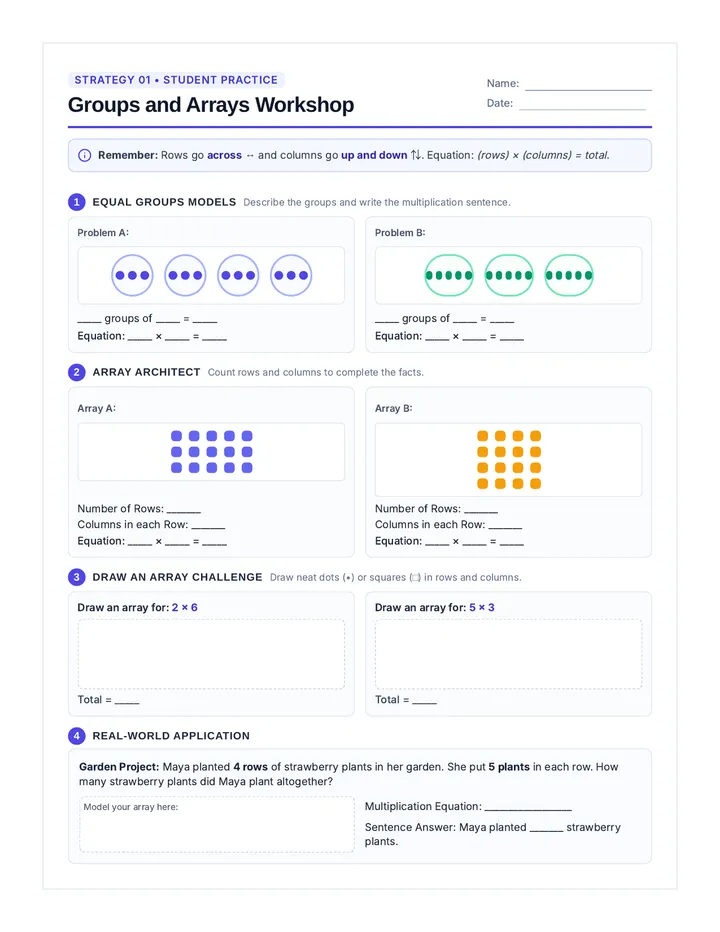 Groups and Arrays Practice Worksheet