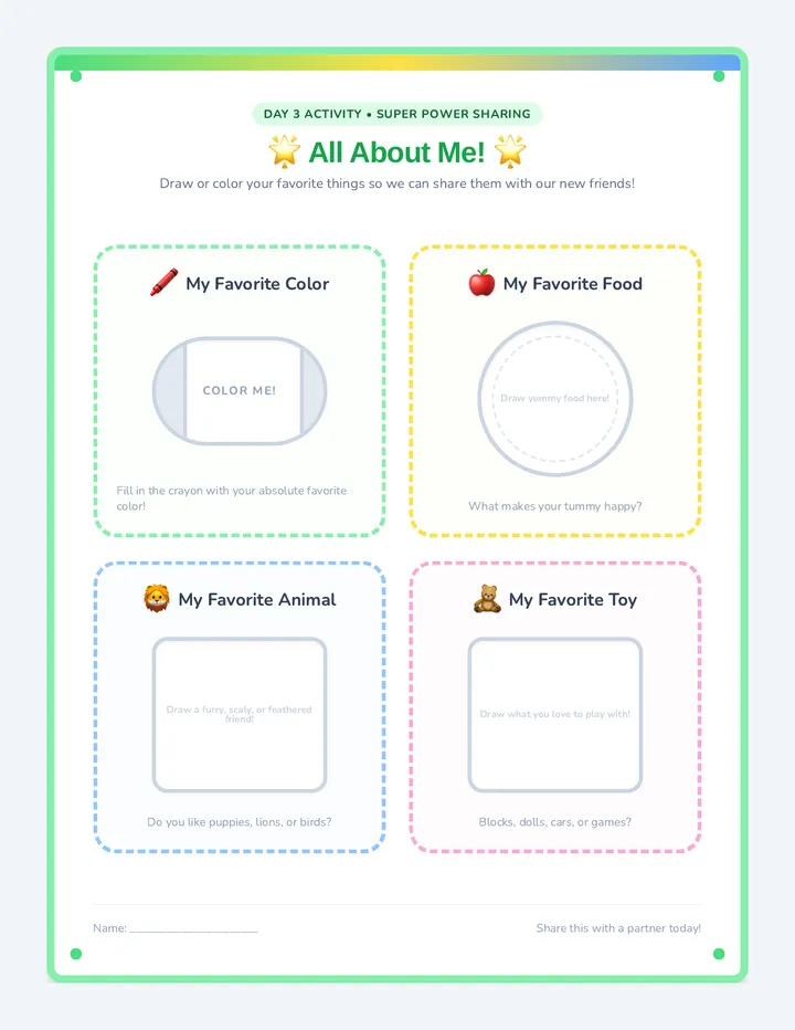 My Favorite Things Worksheet