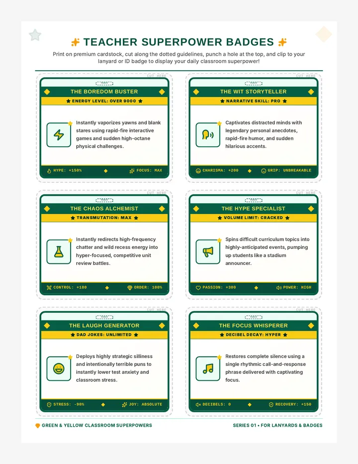 Superpower Badge Cards