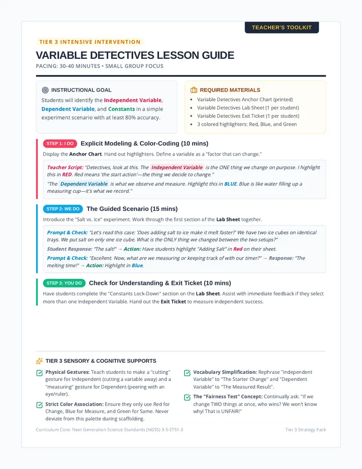 Variable Detectives Lesson Guide