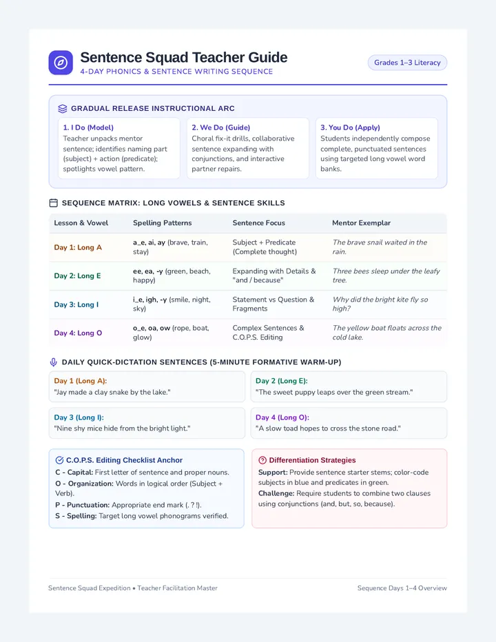 Sentence Squad Teacher Guide