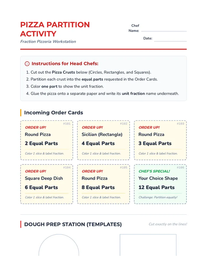 Pizza Partition Activity