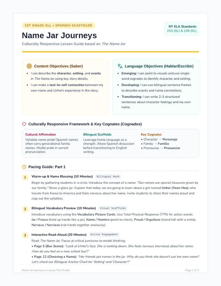 Name Jar Lesson Guide