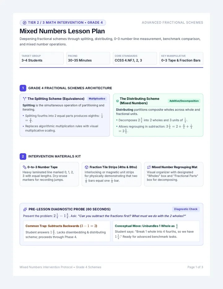 Mixed Numbers Lesson Plan