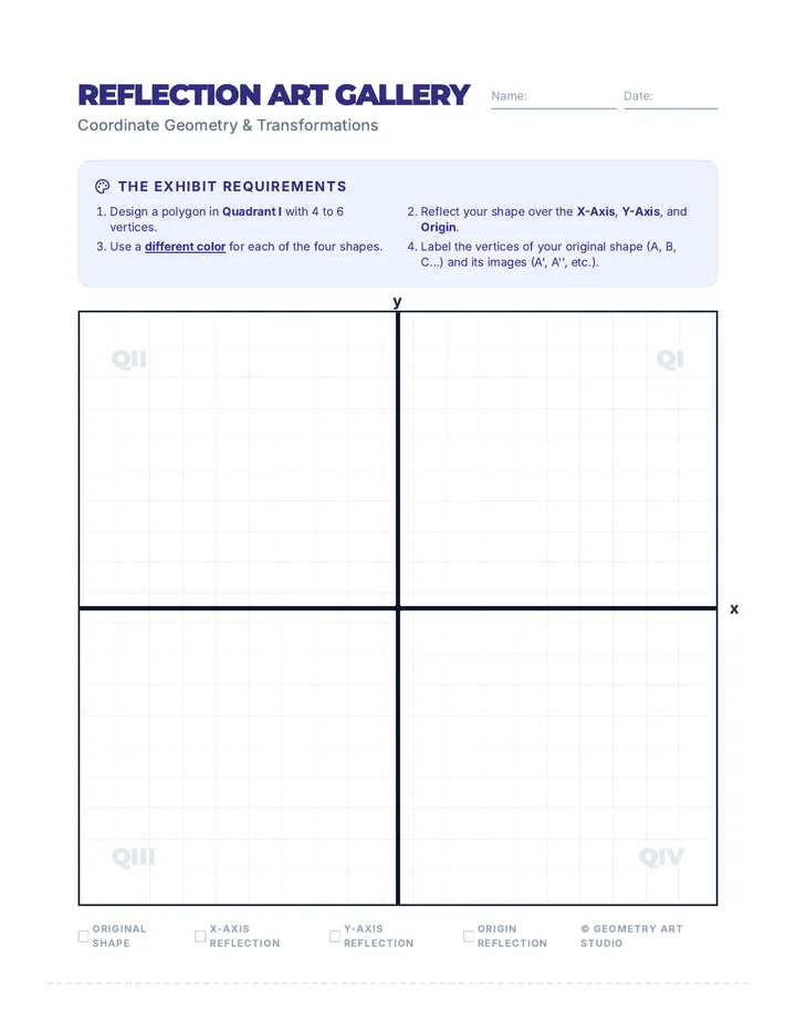 Reflection Art Gallery Worksheet