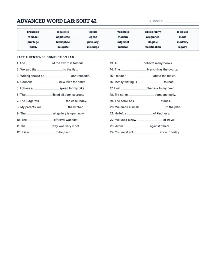 Roots of Law Worksheet