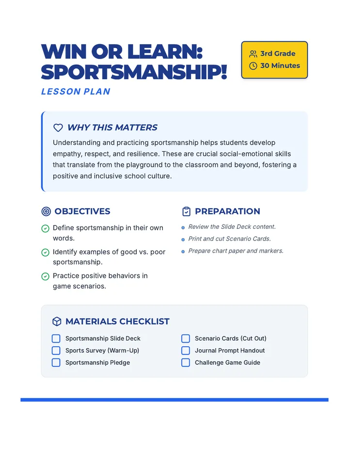 Win or Learn Lesson Plan