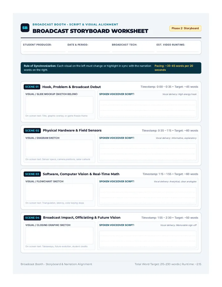 Broadcast Storyboard Worksheet
