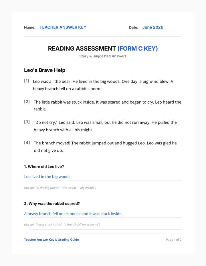 Leo Brave Help Answer Key