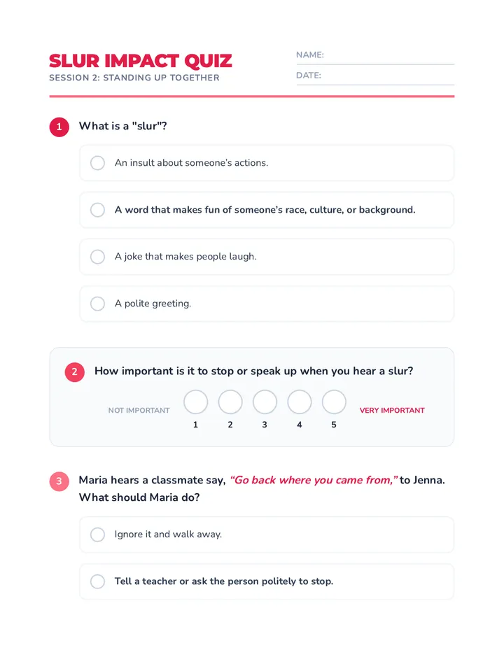 Slur Impact Quiz