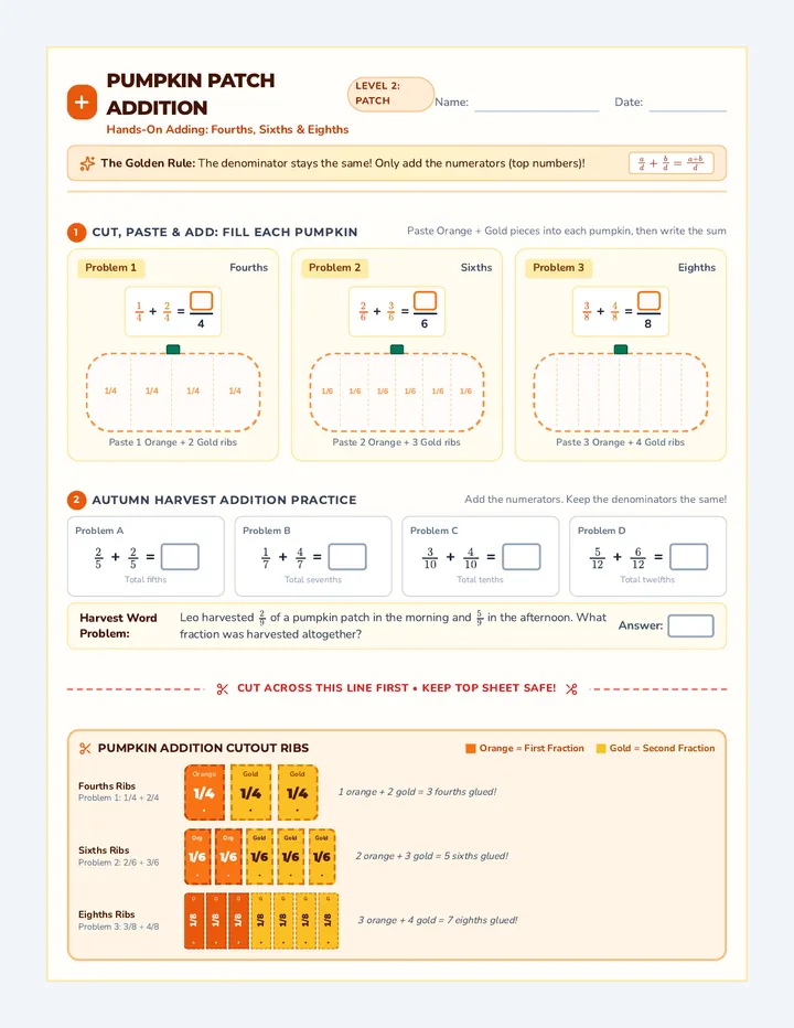 Pumpkin Addition Activity Sheet