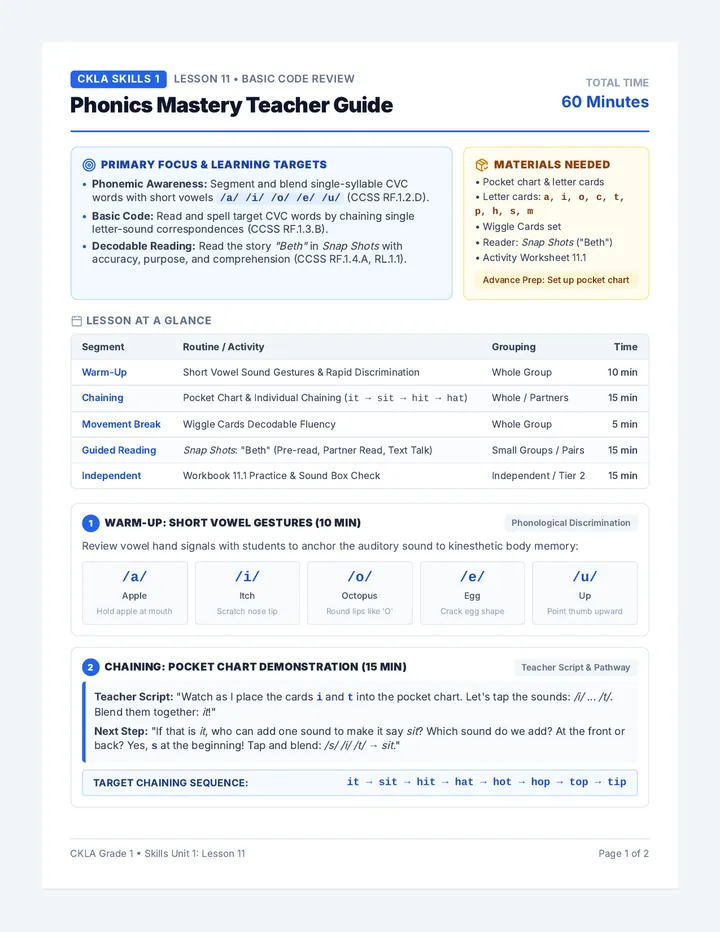 Phonics Mastery Teacher Guide