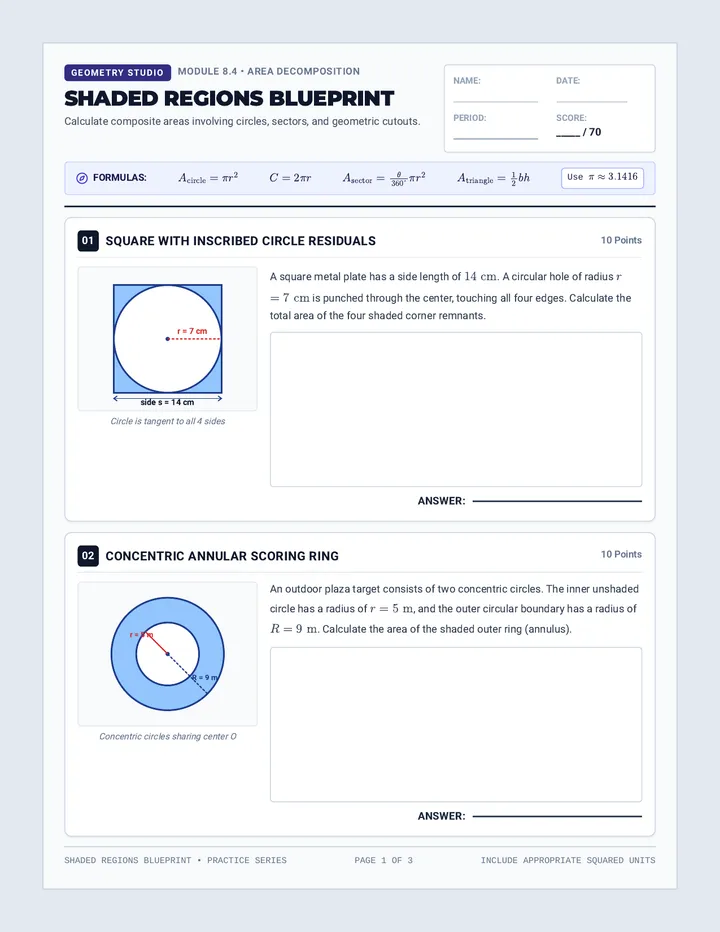 Shaded Regions Blueprint Worksheet