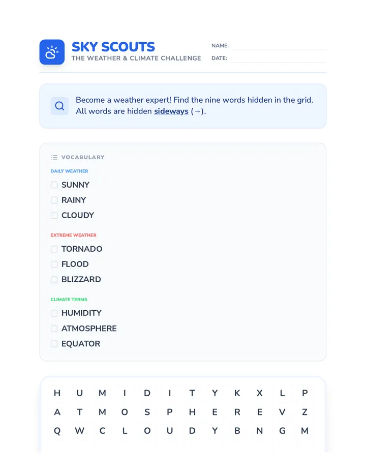Sky Scouts Worksheet