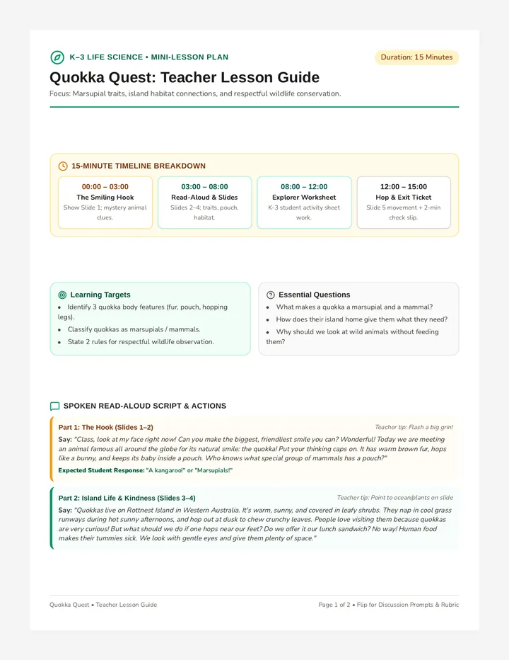 Quokka Quest Teacher Guide