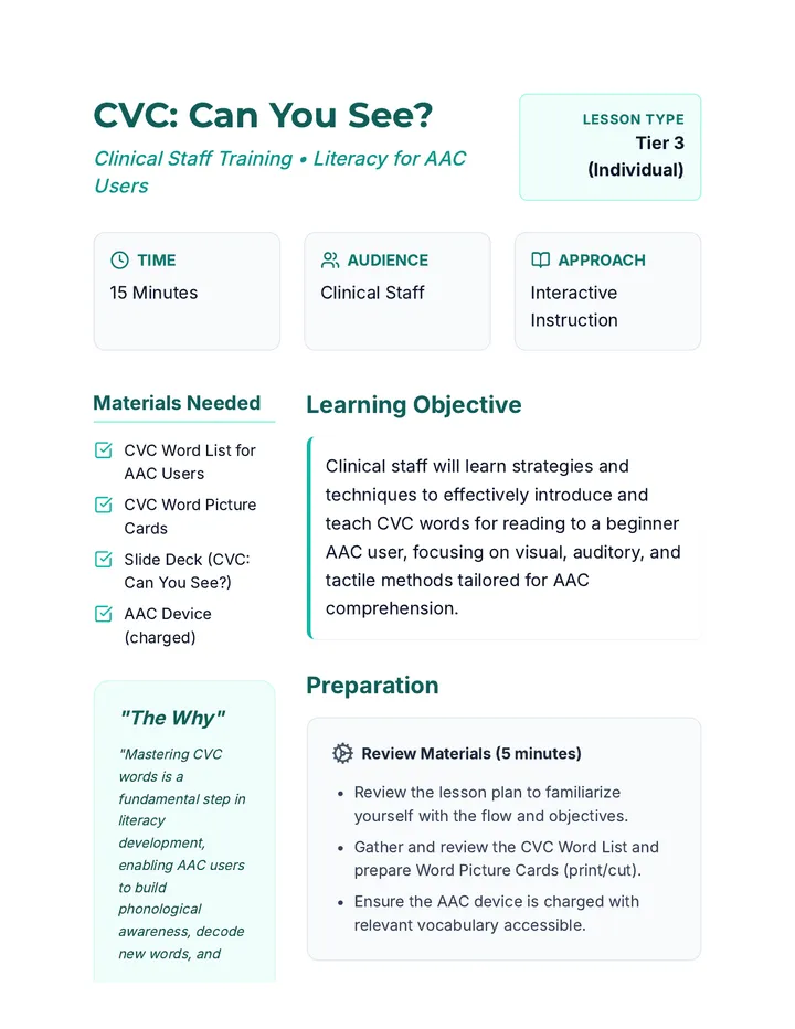 CVC Can You See Lesson Plan