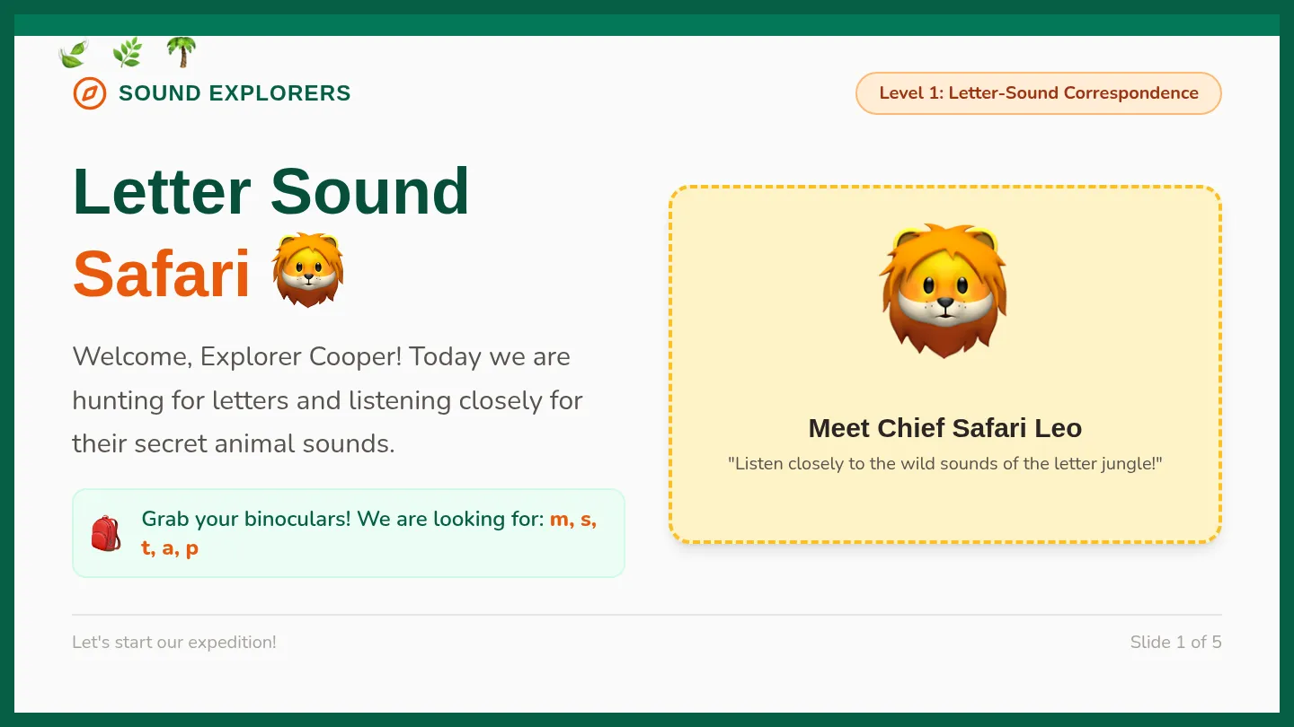 Letter Sound Safari Slides