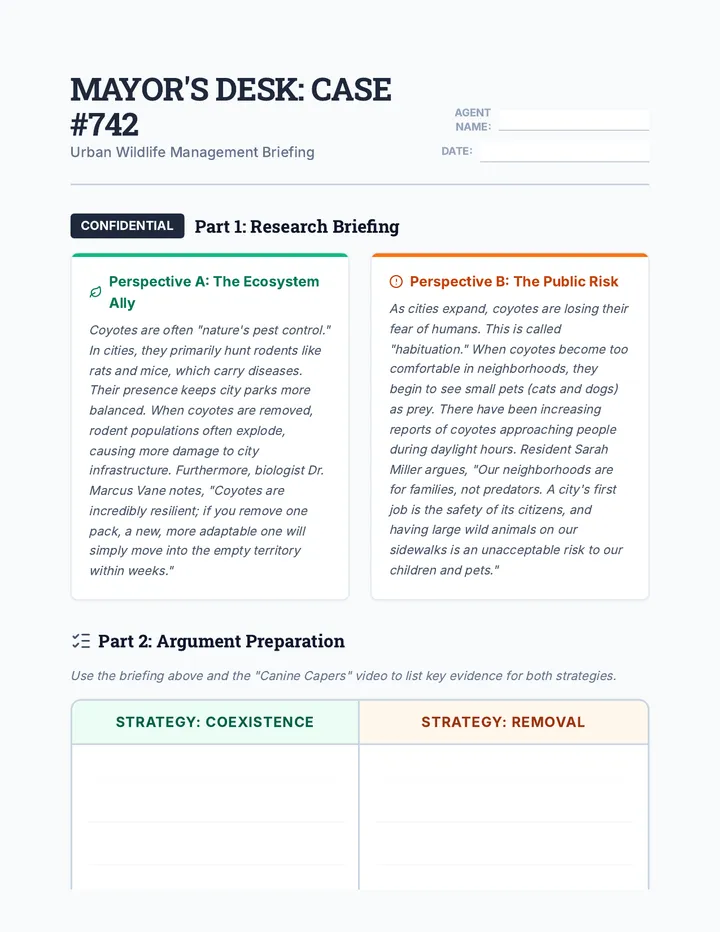 Mayor Desk Worksheet