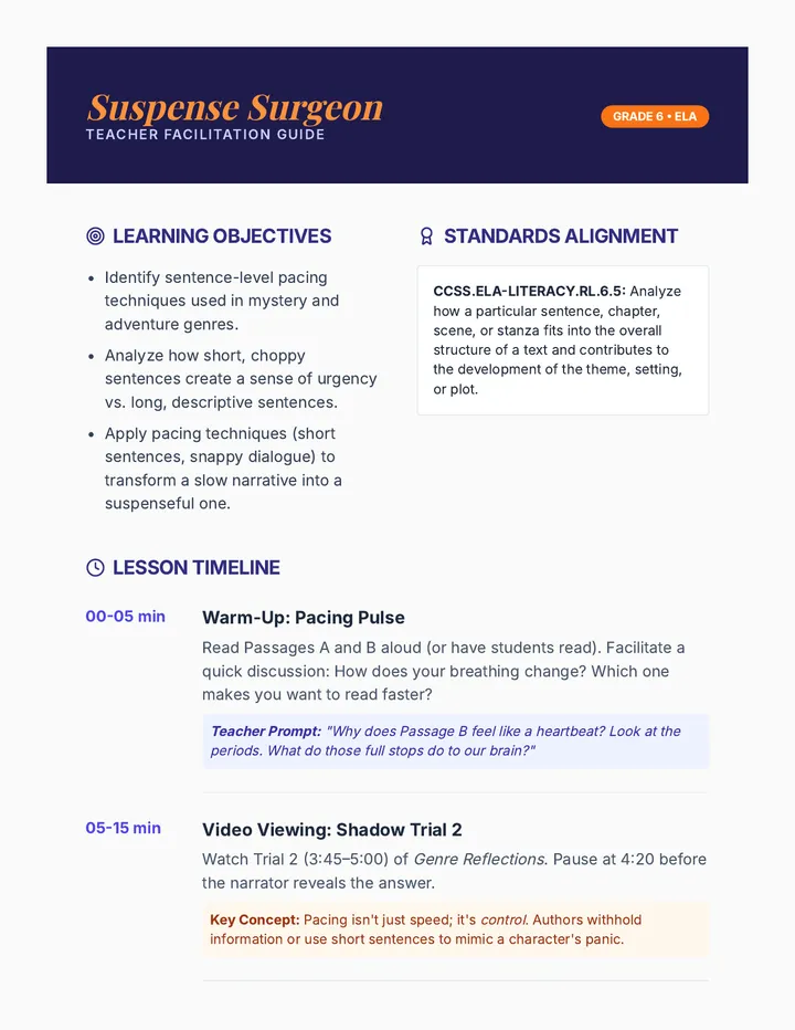 Suspense Surgeon Teacher Guide