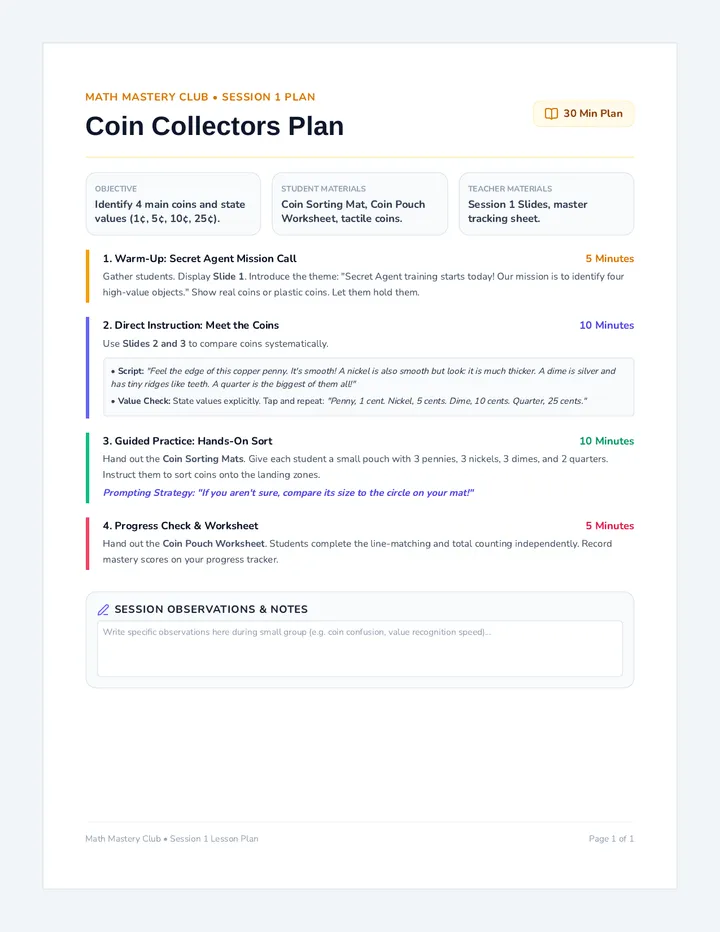 Coin Collectors Lesson Plan