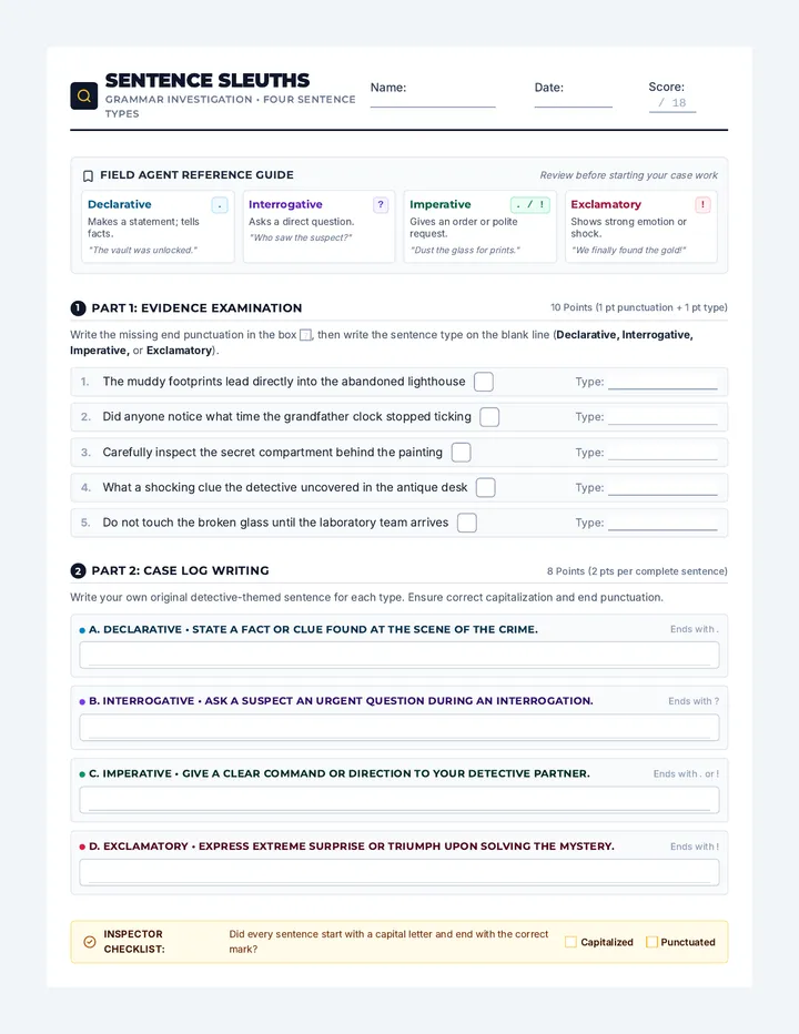 Sentence Sleuths Worksheet