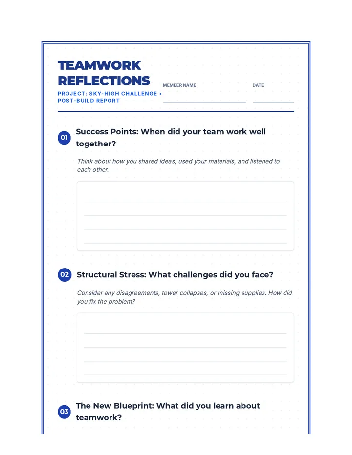 Teamwork Reflection Worksheet