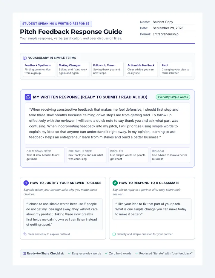 Pitch Feedback Response Guide
