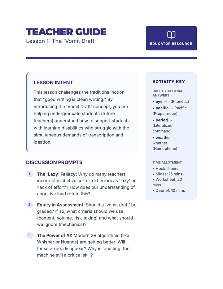 Vomit Draft Teacher Guide
