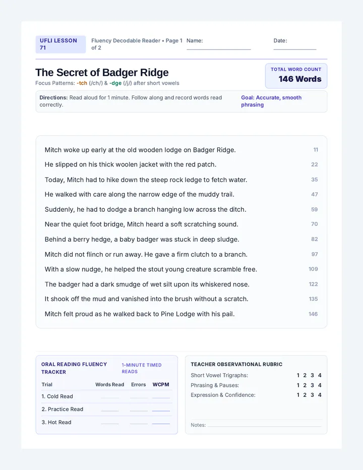 Badger Ridge Fluency Reader