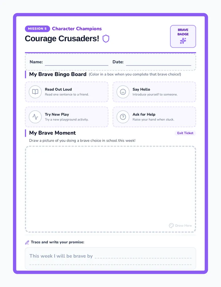 Courage Crusaders Activity Sheet