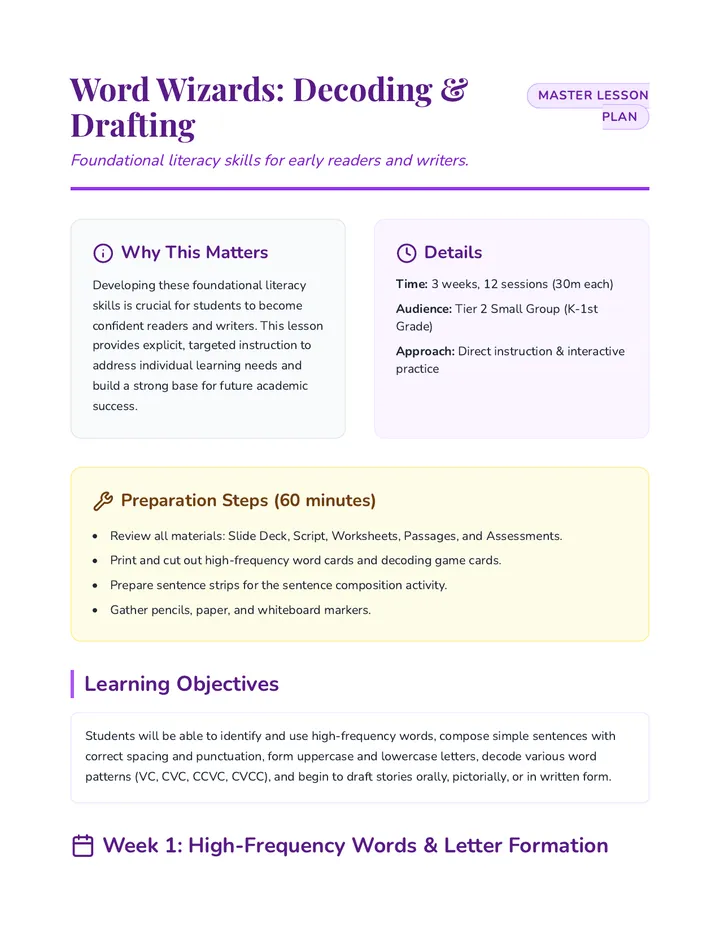 Word Wizards Lesson Plan