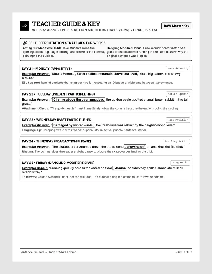 Syntactic Mastery Teacher Key