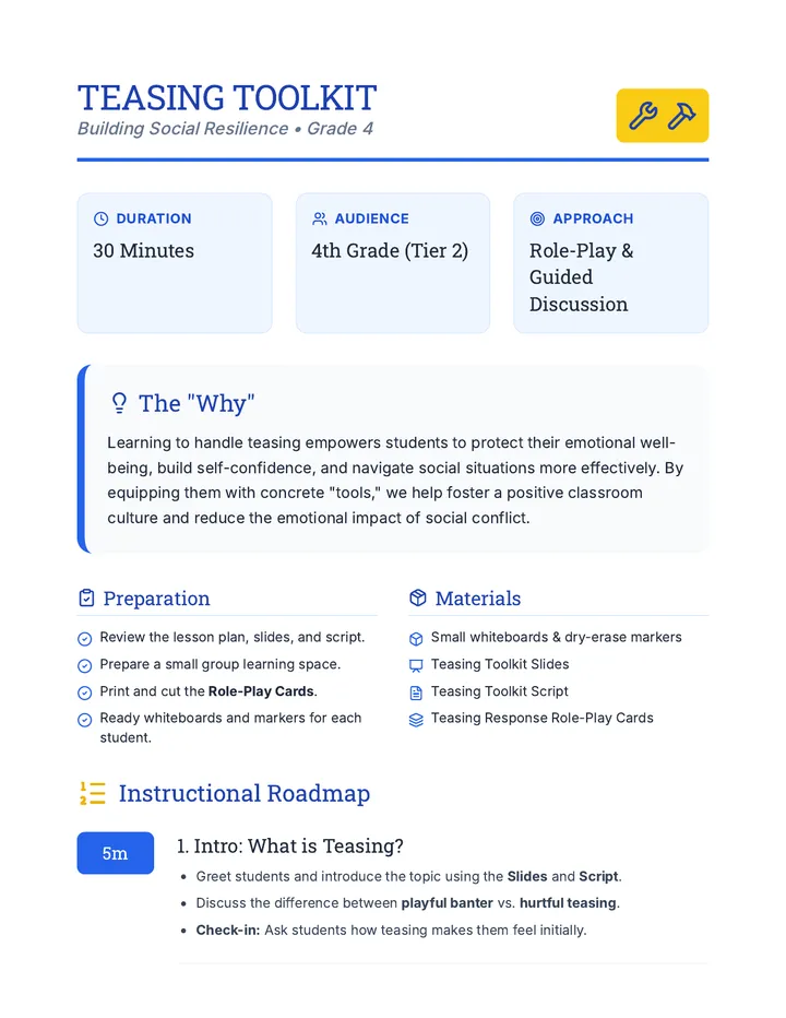 Teasing Toolkit Lesson Plan
