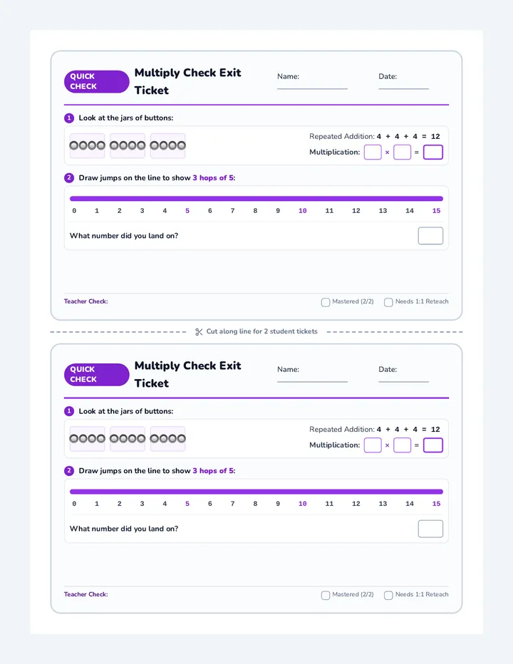 Multiply Check Exit Ticket