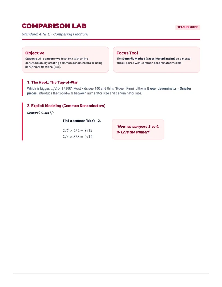 Comparison Lab Lesson Plan