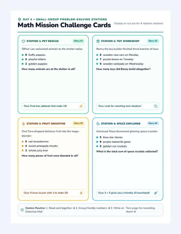 Problem Solver Station Cards