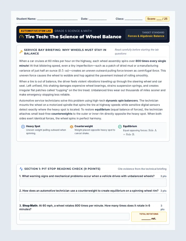 Auto Balance Lab Worksheet