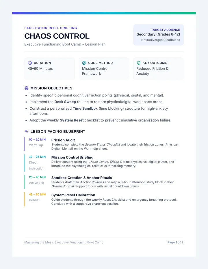 Chaos Control Teacher Guide