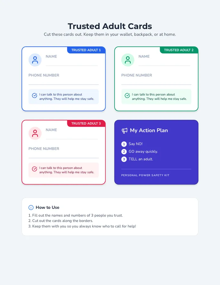 Trusted Adult Cards Handout