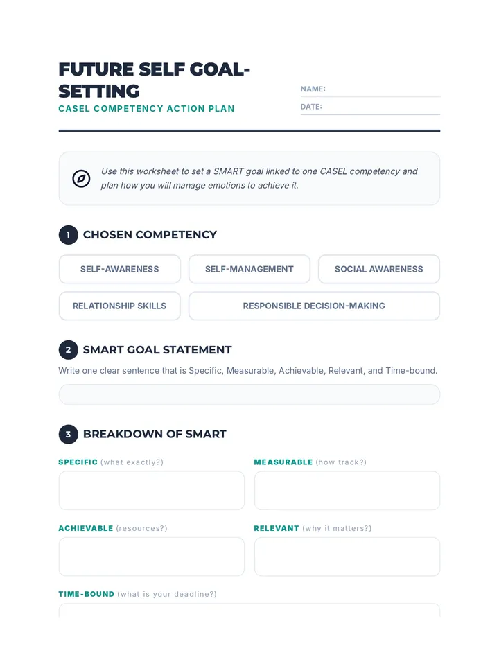 Future Self Goal Setting Activity