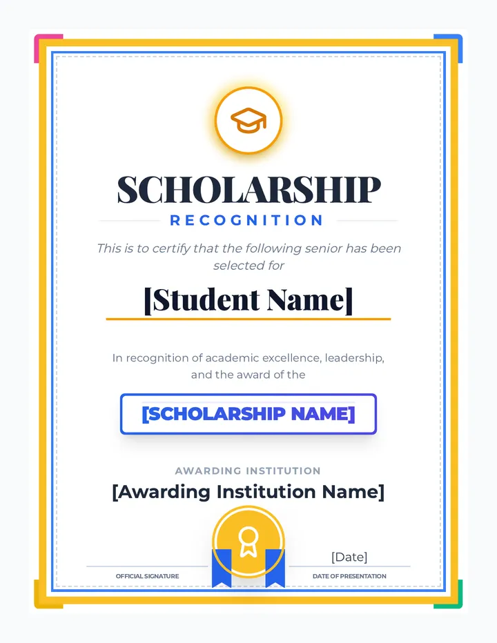 Scholarship Celebration Certificate Trimmed page 1