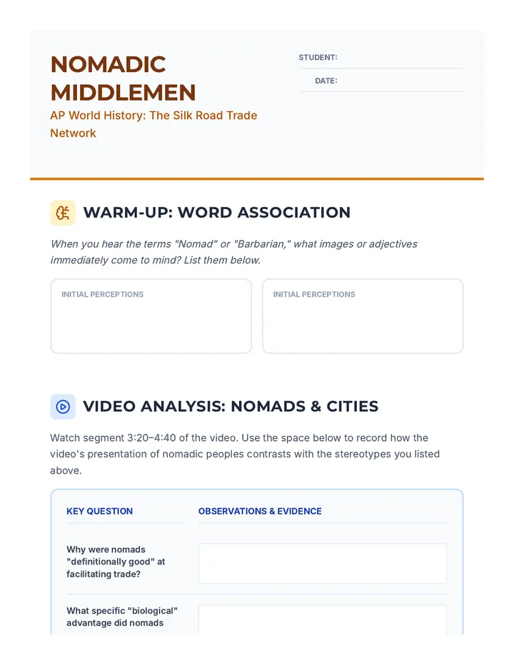 Nomadic Middlemen Worksheet